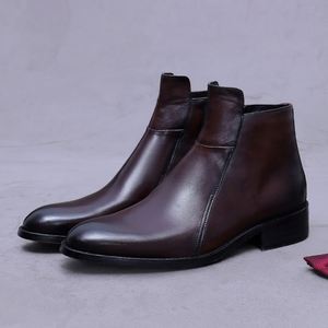 Bottes en cuir de haute qualité pour hommes, grande taille, style rétro et tendance, chaussures pour hommes faites à la main, chaussures en cuir de qualité supérieure, chaussures en cuir à tige haute - Product Image 2