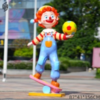 Vente Flash : Sculpture de Clown en Résine, Statue Colorée de Personnage de Cirque de Dessin Animé pour la Décoration de Parcs Extérieurs et Centres Commerciaux