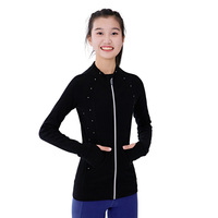 LA CICOGNA Ballett-Trainingsjacke für Mädchen, mit Fleece gefüttert, warm, hohe Elastizität, für Kinder, Herbst und Winter, hoher Kragen, Tasche, Nylon