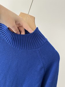 Maglione a Collo Alto <span class=keywords><strong>Blu</strong></span> per <span class=keywords><strong>Donna</strong></span>, Stile Semplice ed Elegante, Manica 3/4, per Primavera e Autunno, Modello 16a-2464, Pronta Consegna - Product Image 6
