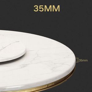 Conjunto de muebles de comedor de estilo lujoso, conjunto de mesa de comedor con encimera de mármol redondo blanco, con Tocadiscos - Product Image 5
