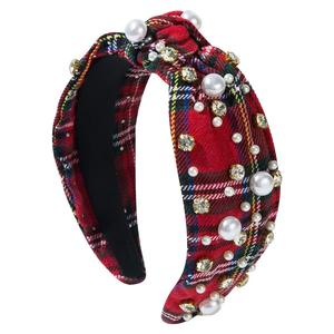 ที่คาดผมแฟชั่นสำหรับวันหยุดประดับพลอยเทียมไข่มุกตาหมากรุกคลาสสิกสำหรับเทศกาลคริสต์มาส - Product Image 4