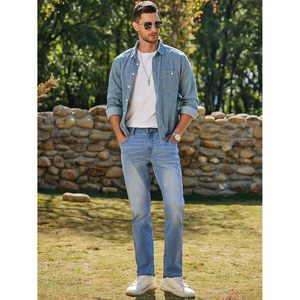 Pantalones Vaqueros Elásticos para Hombre FOXA, Corte Regular, Pierna Recta, Casuales, de Mezclilla, Peso Medio, Tejido de Algodón Transpirable - Product Image 2