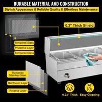 Bain-marie électrique industriel de table 5*1/2 plateaux pour maintien au chaud des aliments