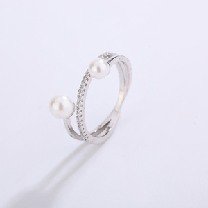 Elegant S925 Sterling <b>Silver</b> Shell Pearl <b>Ring</b> <b>Adjustable</b> Round White Pearl Jewelry for Women Wedding Engagement Gift - Product Image 2