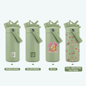 Custom Logo 14oz BPA Free Kids School Water Bottle Insulated Stainless Steel <b>Straw</b> Lid Mini <b>Flask</b> for Toddlers Preschool - Product Image 6