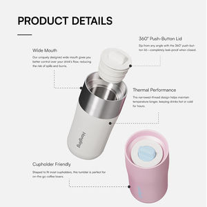 Gobelet isotherme en acier inoxydable à large ouverture Hong Ling sans BPA pour le travail en extérieur, mug à vide avec bouton poussoir, vente en gros - Product Image 4