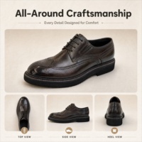 Chaussures Richelieu à lacets pour hommes, semelle épaisse, en cuir véritable, fabriquées à la main, de luxe, décontractées et habillées, plateforme robuste, RADOLFA