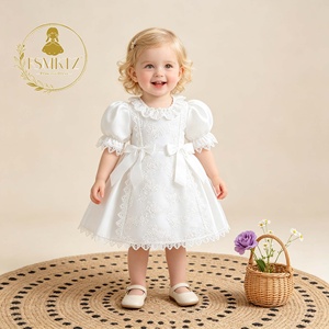 Vestido <span class=keywords><strong>de</strong></span> Bautizo Blanco para Bebé FSMKTZ, Estilo Bebelina con Bordado Vintage, Cuello Redondo y Decoración <span class=keywords><strong>de</strong></span> Lazo, para Bebés <span class=keywords><strong>de</strong></span> 6 <span class=keywords><strong>Meses</strong></span> - Product Image 2
