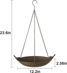 Atacado Estilo Tradicional Rust Metal Pendurado Pássaro Banhos Ferro Pássaro Alimentador Bandeja de Semente para Jardim Quintal Decoração - Product Image 5