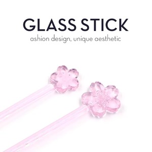 عصا تحريك المشروبات الزجاجية الشفافة الوردية المخصصة للبار والمشروبات والقهوة والعصير والحفلات - Product Image 2