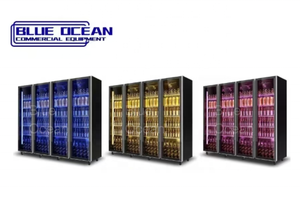 Refroidisseur de bouteille de boisson à porte <span class=keywords><strong>en</strong></span> verre verticale à <span class=keywords><strong>4</strong></span> portes à température unique pour le mode de refroidissement par <span class=keywords><strong>air</strong></span> <span class=keywords><strong>d</strong></span>'épicerie de supermarché - Product Image 2