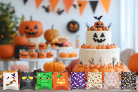 Petites boîtes en papier bonbon en forme d'oreiller pour Halloween Boîtes en papier bonbon pour fête d'Halloween