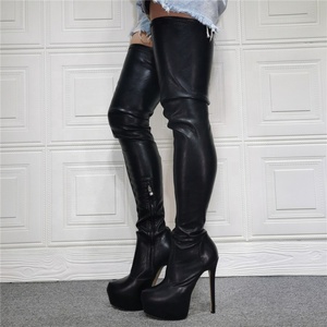 Botas por encima de la rodilla para mujer, botines femeninos de talla grande 47, con cremallera lateral, delgados, largos, con punta redonda, venta al por mayor - Product Image 2