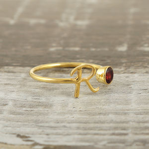 แหวนเงินสเตอร์ลิง925สวยสง่าแบบปรับได้สีทอง18K พลอยโกเมนธรรมชาติอัญมณีเพชรเรียงตามตัวอักษรสำหรับงานเลี้ยงภารโรง - Product Image 3