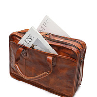 Maletín de Negocios Multifuncional Vintage Personalizado de Fábrica, Maletín de Cuero Genuino Impermeable, Bandolera, Bolsa para Portátil de Trabajo para Hombre, OEM