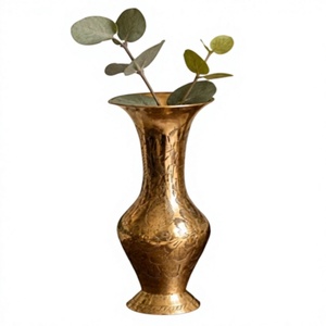 Vase à fleurs en métal fait main, finition antique, pour plantes artificielles, pot de fleurs vintage, décoration de table, best-seller - Product Image 1