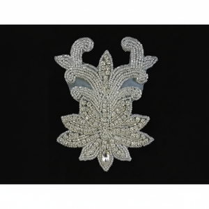 Bellamente apliques de diamantes de imitación con motivo de cuentas de cristal apliques de cuello de encaje para faja nupcial hombros corpiño accesorios de boda - Product Image 1