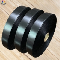 Ruban de satin en polyester à bord tissé noir simple face de 40 mm * 200 m en gros pour étiquette d'entretien
