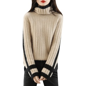 <span class=keywords><strong>Maglione</strong></span> 2022 autunno e inverno nuovo stile con colletto a pila <span class=keywords><strong>maglione</strong></span> da donna alla moda con colore abbinato <span class=keywords><strong>maglione</strong></span> largo e pigro in lana 100 - Product Image 1