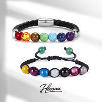 Neehovanci — Bracelet de Yoga 7 Chakra, en pierres précieuses de lave, tissé à la main, réglables, en vrac, perles naturelles, noir, 01