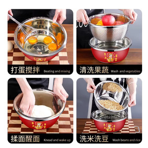 Tazón para mezclar de acero inoxidable de 20-32 cm, multifunción, para amasar masa, ensaladas y sopas, con tapa. - Product Image 4