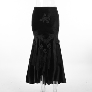 Nueva moda chica Falda larga de Halloween Slim Fit falda gótica oscura Sexy miércoles <span class=keywords><strong>Addams</strong></span> Wrap glúteos falda de cola de pez para mujeres - Product Image 4