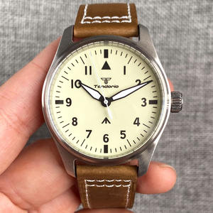 39mm 20bar Diver Vintage Pilote Montre Mécanique Hommes S NH35 movt <span class=keywords><strong>Crème</strong></span> Cadran Blanc Vert Super Lumineux Rétro Cadeau Horloge - Product Image 4