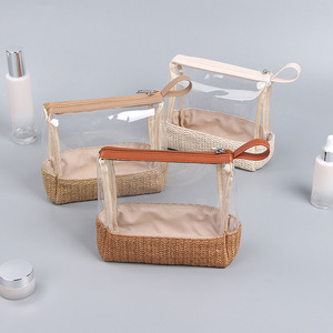 Fashion Luxury Waterproof Holder <b>Transparent</b> Toiletry Pouch Rattan& Clear PVC Promotional Cosmetic <b>Makeup</b> <b>Bag</b> - Product Image 2