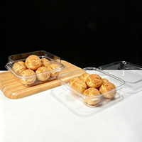 Boîte d'emballage en blister transparente de qualité alimentaire, boîte à dessert carrée de 950 ml avec couvercle, pour beignets, biscuits, choux à la crème et produits de boulangerie