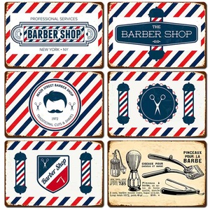 2023 nuevo cartel de barbería pintura de chapa de hierro Vintage decoración de fondo de barbería pintura de chapa de hierro colgante - Product Image 6