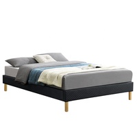 Lit surélevé Willsoon avec revêtement en tissu PU Taille unique Design moderne Cadre en bois souple Bois massif pour la maison ou l'hôtel