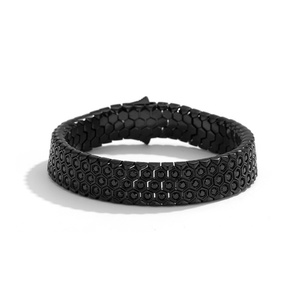 Pulsera de Acero Inoxidable 316 con Diseño de Panal de Abeja, Estilo Europeo Americano, Hecha a Mano, con Incrustaciones de Circonio, Pulida, Joyería de Lujo Ligero - Product Image 5