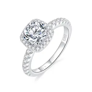Anelli rotondi di fidanzamento di alta gioielleria diamanti S925 in argento Sterling Moissanite pietra da donna fidanzamento matrimonio anello