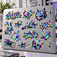 Autocollant holographique personnalisé résistant à l'eau et aux UV, en vinyle PVC arc-en-ciel, découpé sur mesure, adhésif décoratif