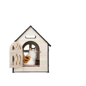 Nuova cuccia ecologica in legno per animali domestici con porta e chiavistello per casa per cani al coperto in inverno, estate e primavera - Product Image 3