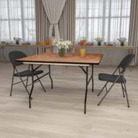 AJUNION Table de mariage pliante carrée de 4 pieds Table pliante à cadre en métal Pieds de table pliante en contreplaqué Table d'événement pliante