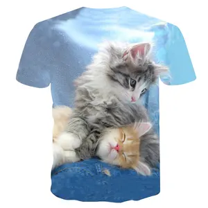 男士搞笑3D男士美国猫印花t恤