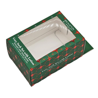 Boîtes personnalisées en papier recyclé couché vert et rouge pour Noël, avec finition mate, gaufrage et logo personnalisé, taille sur mesure