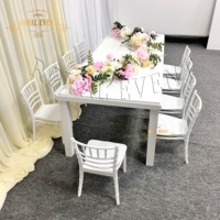 Table et chaise Rectangle en acier inoxydable blanc, meuble de fête pour enfants, offre spéciale