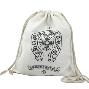 Bolsa de Mano con Cordón de Algodón Blanco, Bolsa Simple - Product Image 1