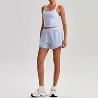 Ensemble de sport pour femme effet seconde peau, séchage rapide, respirant, été, pour la course, le yoga et l'entraînement, short et ensemble de survêtement 2 pièces