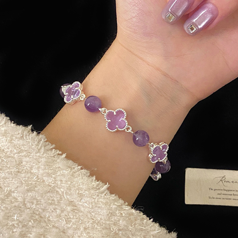 R2515 amethyst four-leaf flower bracelet