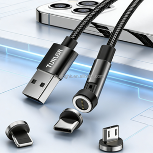 Cable de Carga Rápida Tipo C con Succión Magnética Giratoria de 3A, Núcleo de Cobre Puro, Revestimiento de PVC, Solución de Carga 3 en 1 para Teléfono - Product Image 4