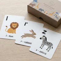 Cartes flash alphabet animalier, cartes éducatives préscolaires pour tout-petits, cartes de vocabulaire ABC recto-verso, impression personnalisée