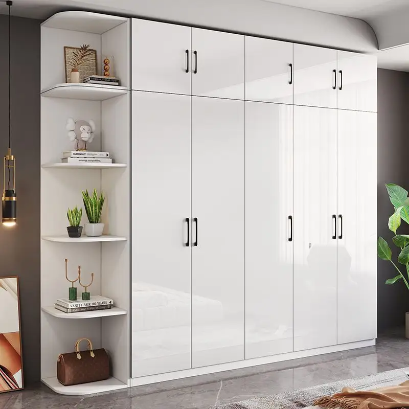 high gloss bedroom furniture modern printing fiber wardrobes bed and wardrobe set cabinet design with tv cabinet unit space