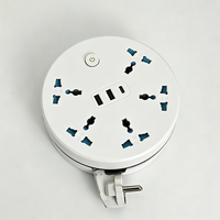 Stop Kontak Listrik Anjehold Factory Wholesale Retractable Cable Round Power Strip 5 Outlet 2 USB 1 Type-C Desktop Multi Plug Socket untuk Kantor
