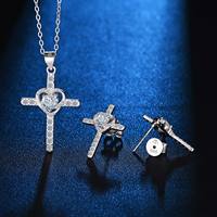 Ensemble de bijoux pour femme, collier et boucles d'oreilles en forme de cœur en moissanite, argent sterling 925