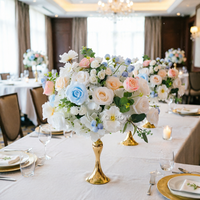 Boule de fleurs artificielles en soie bleue en gros pour centre de table et décoration de fond d'anniversaire de fille