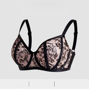 Customized <strong>Plus</strong> <strong>Size</strong> Lingerie Solid Pattern Wire-Free Mesh Lace Push-up Bra for Women Everyday Style Nylon Knitted Bra in Stock - Product Image 4